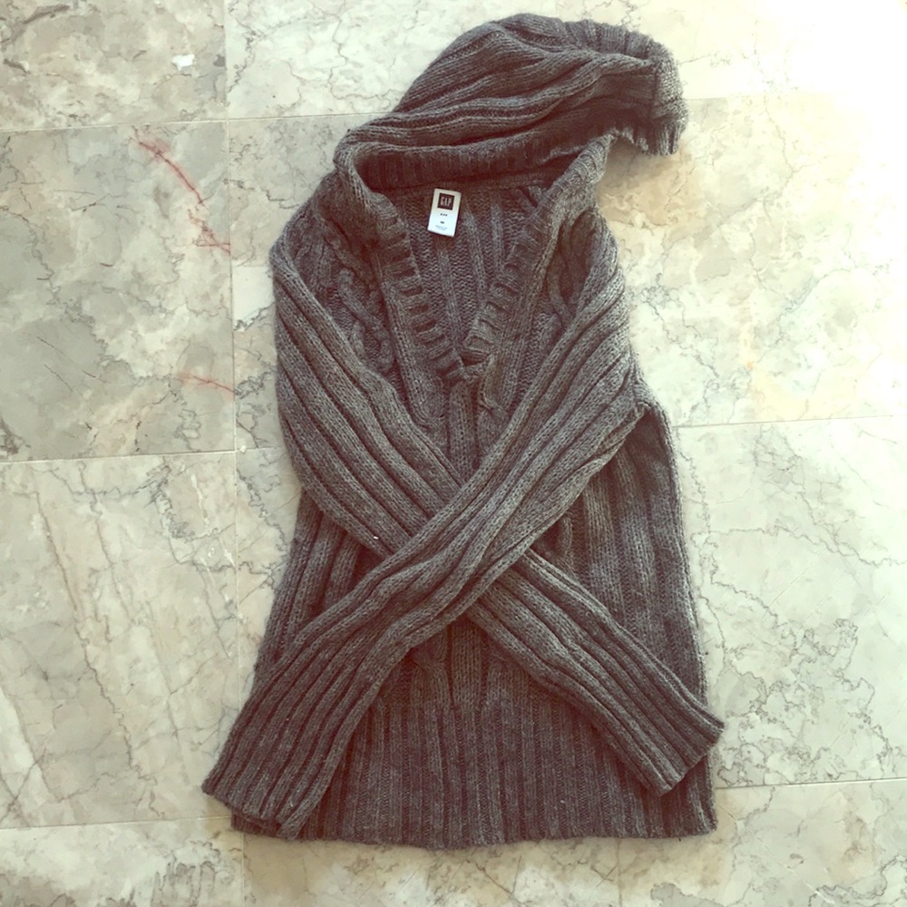 Grey knit hoodie from Gap